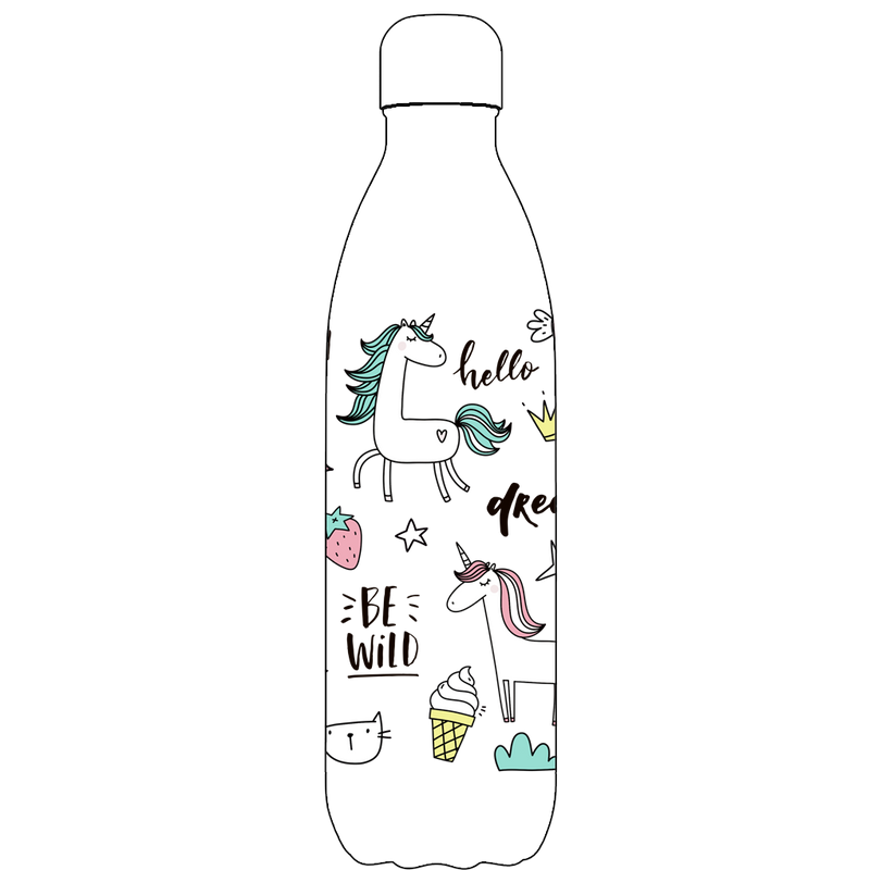 Original Be Unique Unicorn Water Bottle Pattern