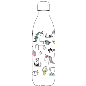 Original Be Unique Unicorn Water Bottle Pattern