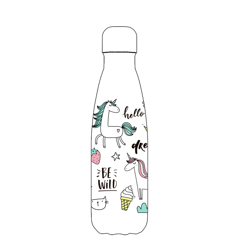 Original Be Unique Unicorn Water Bottle Pattern
