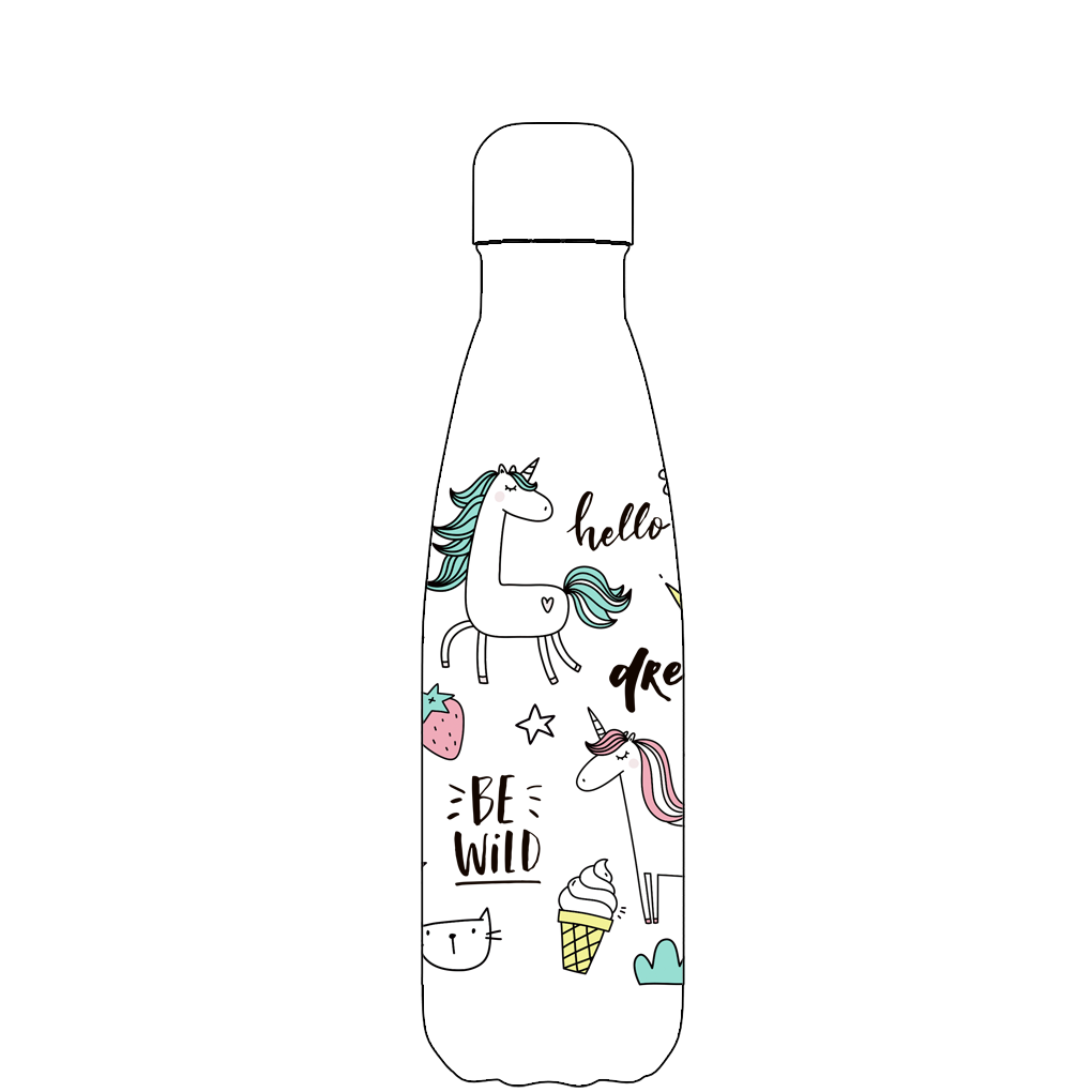 Original Be Unique Unicorn Water Bottle Pattern