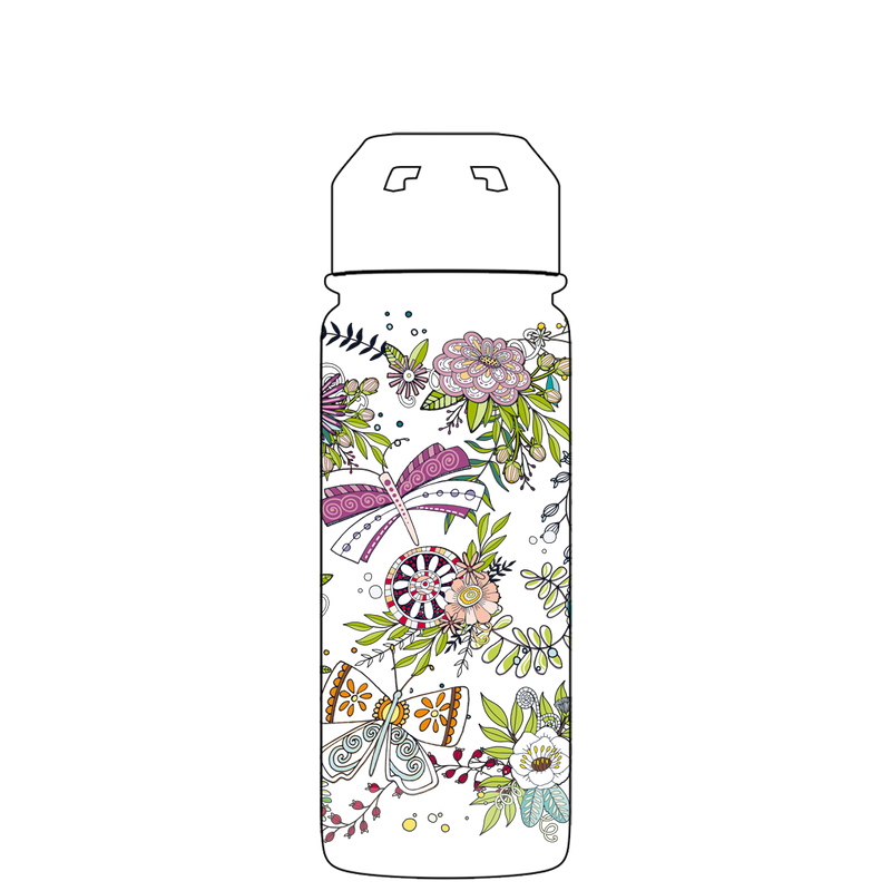 Borraccia con cannuccia - Modello di bellezza farfalla Gen 2