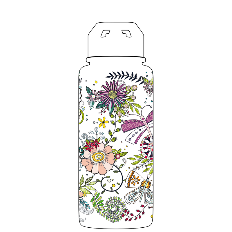 Borraccia con cannuccia - Modello di bellezza farfalla Gen 2