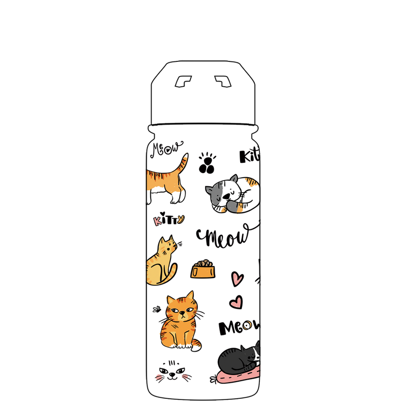 Bottiglia d'acqua con cannuccia - Modello Cat Party Gen 2