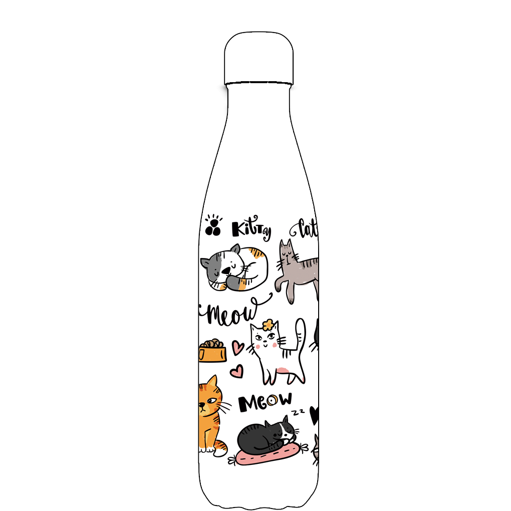 Original Cat Party Colour Edition Water Bottle Pattern