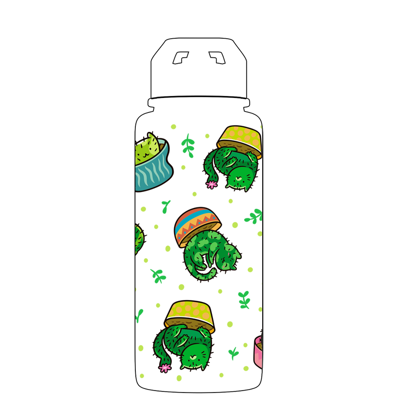 Wasserflasche mit Strohhalm – Gen 2 Catcus Pattern