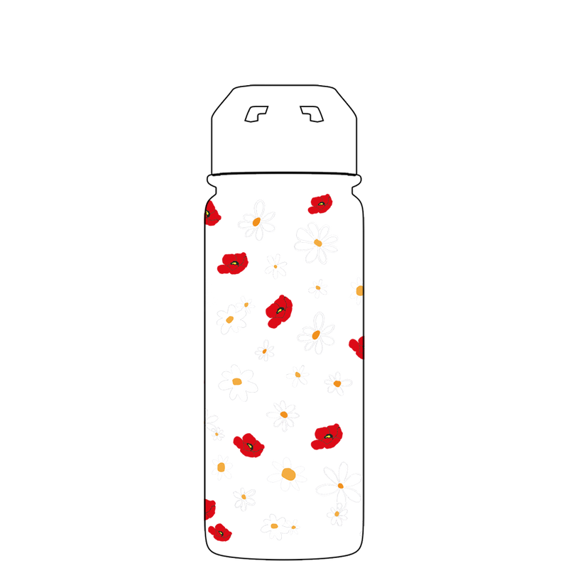 Water bottle with straw - Gen 2 Daisy Pattern