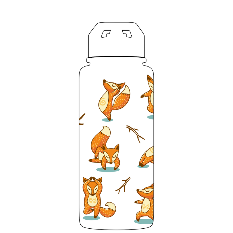 Water bottle with straw - Gen 2 Foxy Yoga Pattern