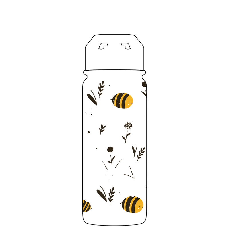 Water bottle with straw - Gen 2 Happy Bee Pattern