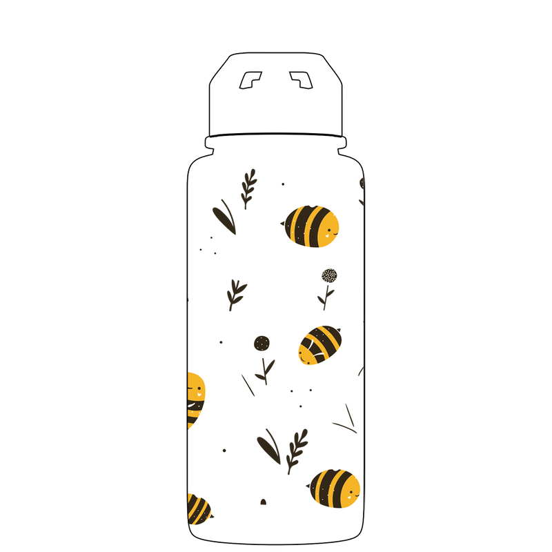 Water bottle with straw - Gen 2 Happy Bee Pattern