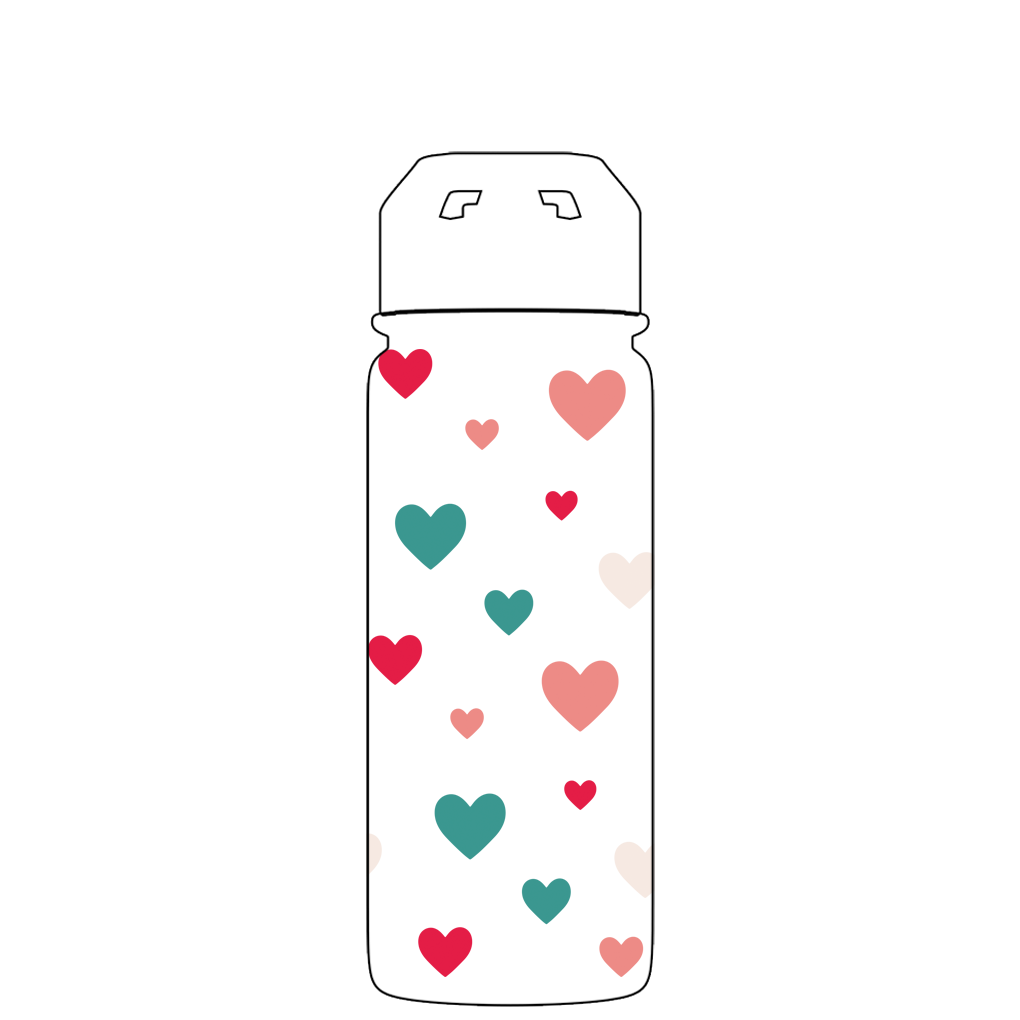 Botella de agua con pajita - Gen 2 Hearts At Midnight Pattern