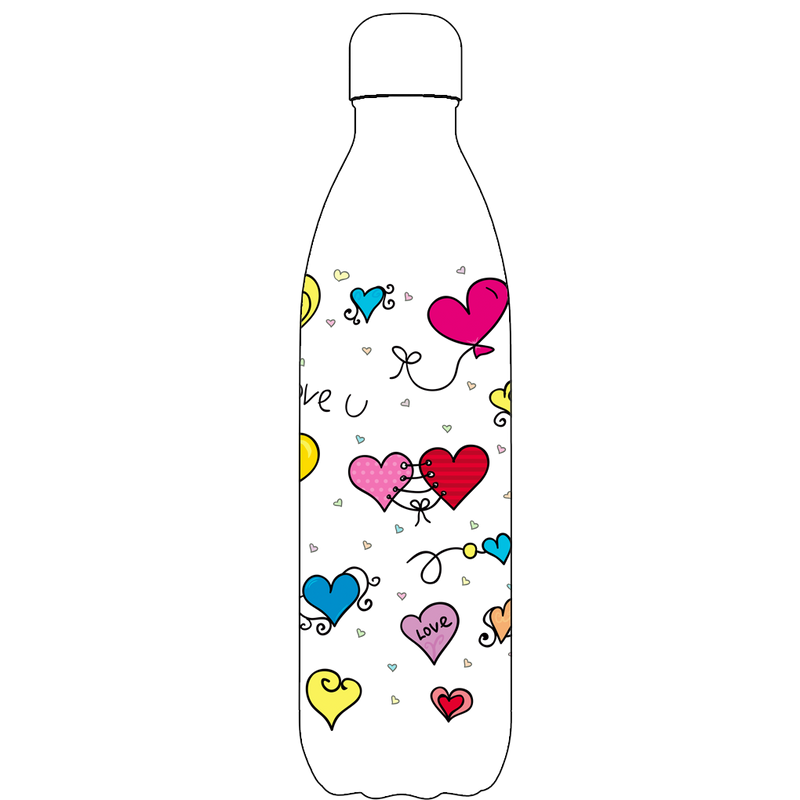 Original Hearts and Love Water Bottle Pattern