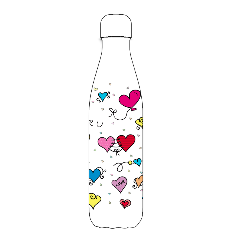 Original Hearts and Love Water Bottle Pattern