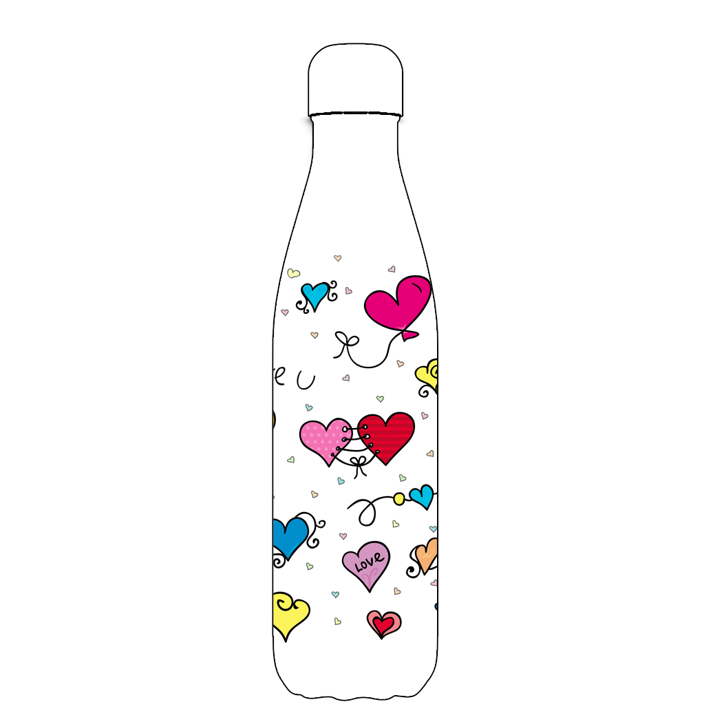 Original Hearts and Love Water Bottle Pattern