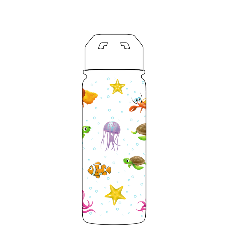 Botella de agua con pajita - Gen 2 Marine Life Pattern