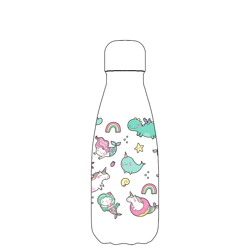 Original Mermaids and Unicorns Water Bottle Pattern