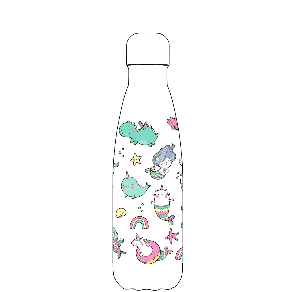 Original Mermaids and Unicorns Water Bottle Pattern