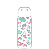 Bottiglia d'acqua con cannuccia - Motivo Sirene e Unicorni di seconda generazione