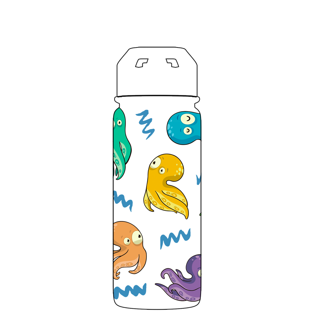 Bottiglia d'acqua con cannuccia - Motivo Octopus Groviglio Gen 2