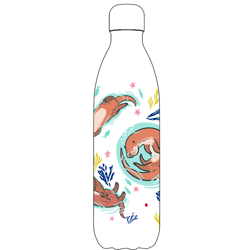 Original Otter Family Gathering Water Bottle Pattern