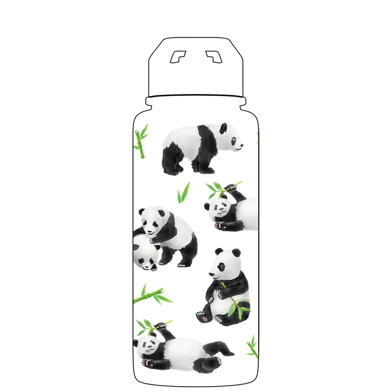 Botella de agua con pajita - Gen 2 Panda Pattern