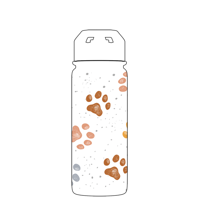 Botella de agua con pajita - Gen 2 Pawprint Paradise Pattern