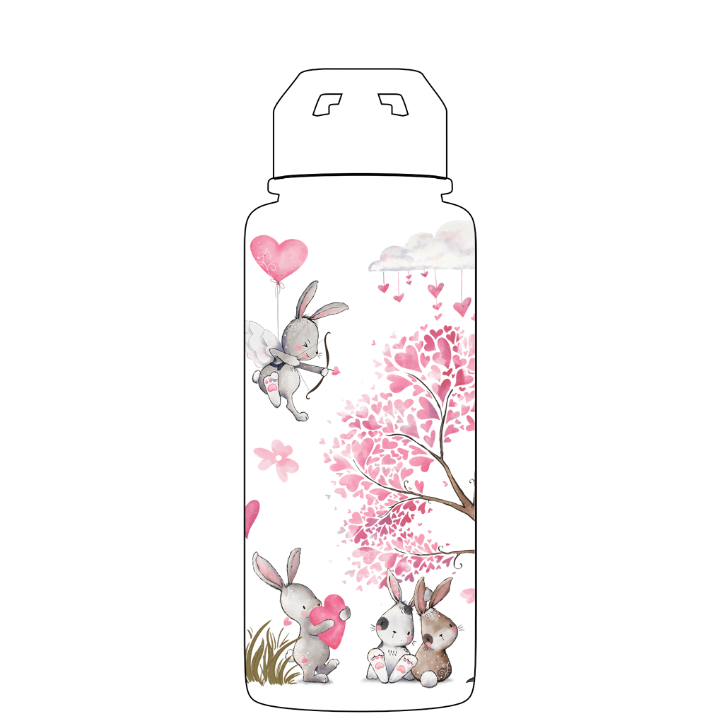 Water bottle with straw - Gen 2 Rabbit Romance Pattern
