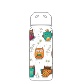 Bottiglia d'acqua con cannuccia - Modello gufi tribali Gen 2