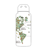 Bottiglia d'acqua con cannuccia - Modello mappa del mondo Gen 2