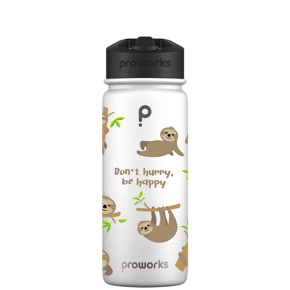 Water bottle with straw - Gen 2 Sloth Pattern