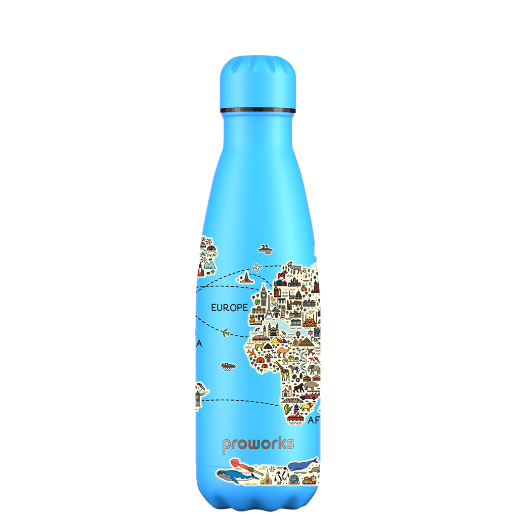Original World Map Water Bottle Pattern